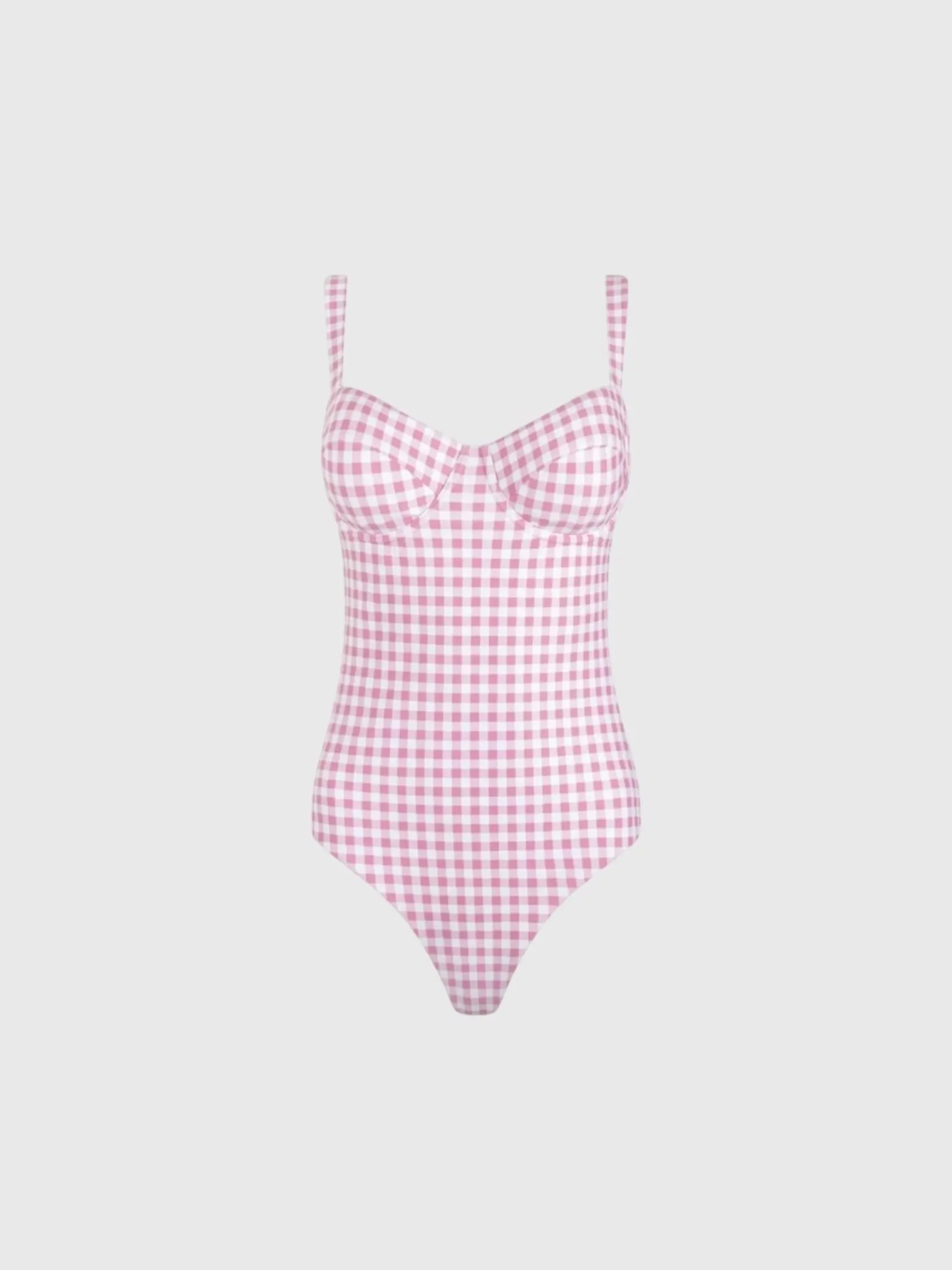 Minnow Women's Blush Gingham One-Piece Swimsuit sold by Saint Bernard