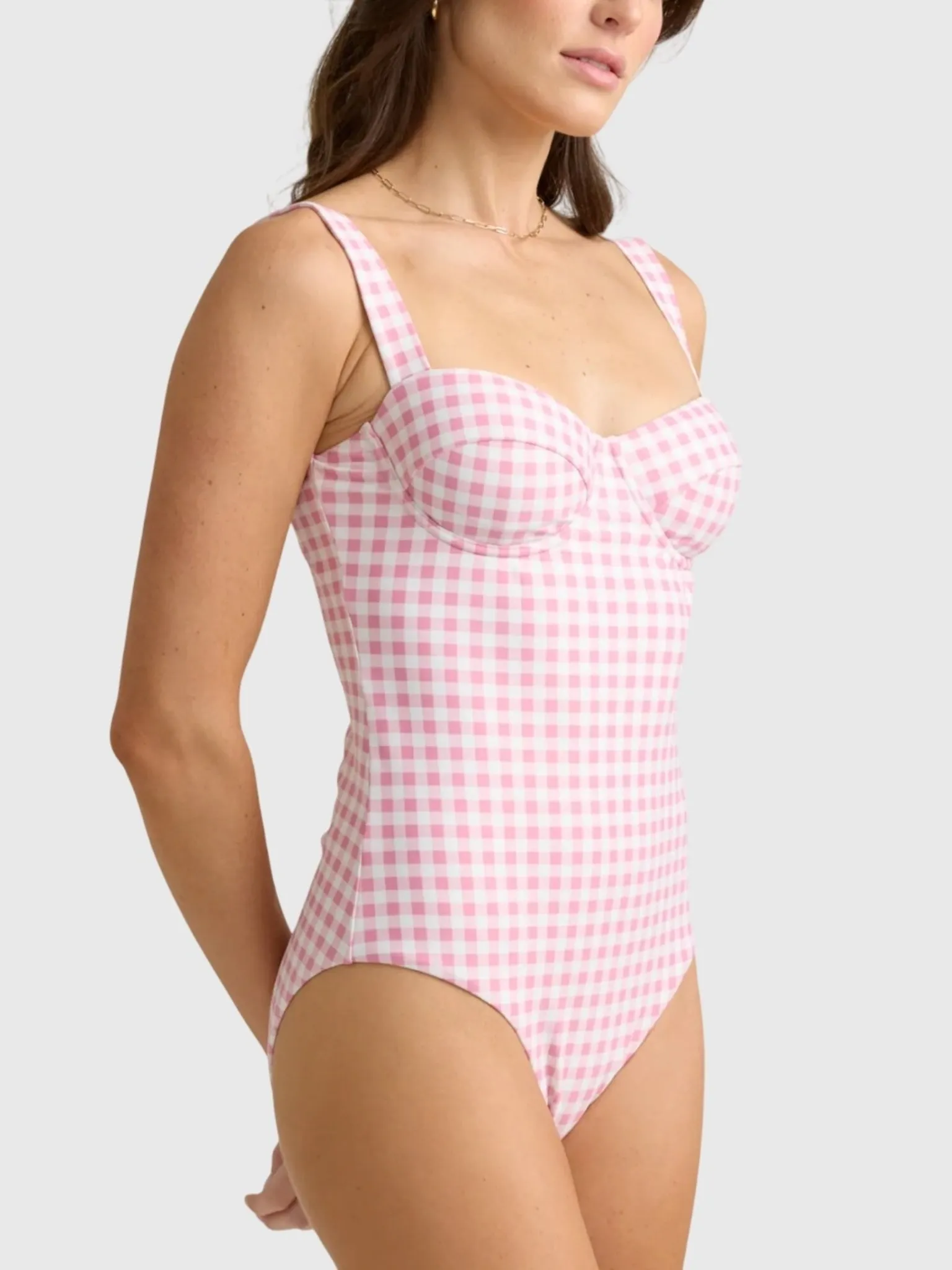 Minnow Women's Blush Gingham One-Piece Swimsuit sold by Saint Bernard product image thumbnail 2