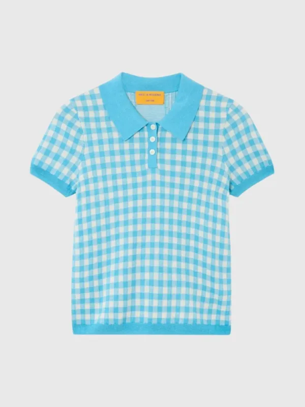 Guest In Residence Women's Gingham Shrunken Polo made by Saint Bernard