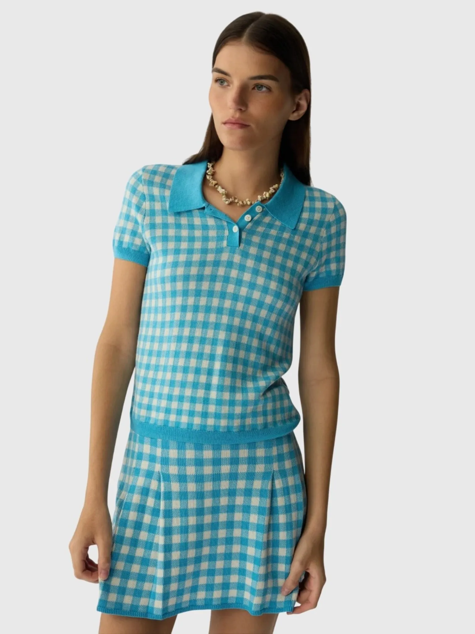Guest In Residence Women's Gingham Shrunken Polo sold by Saint Bernard product image thumbnail 2
