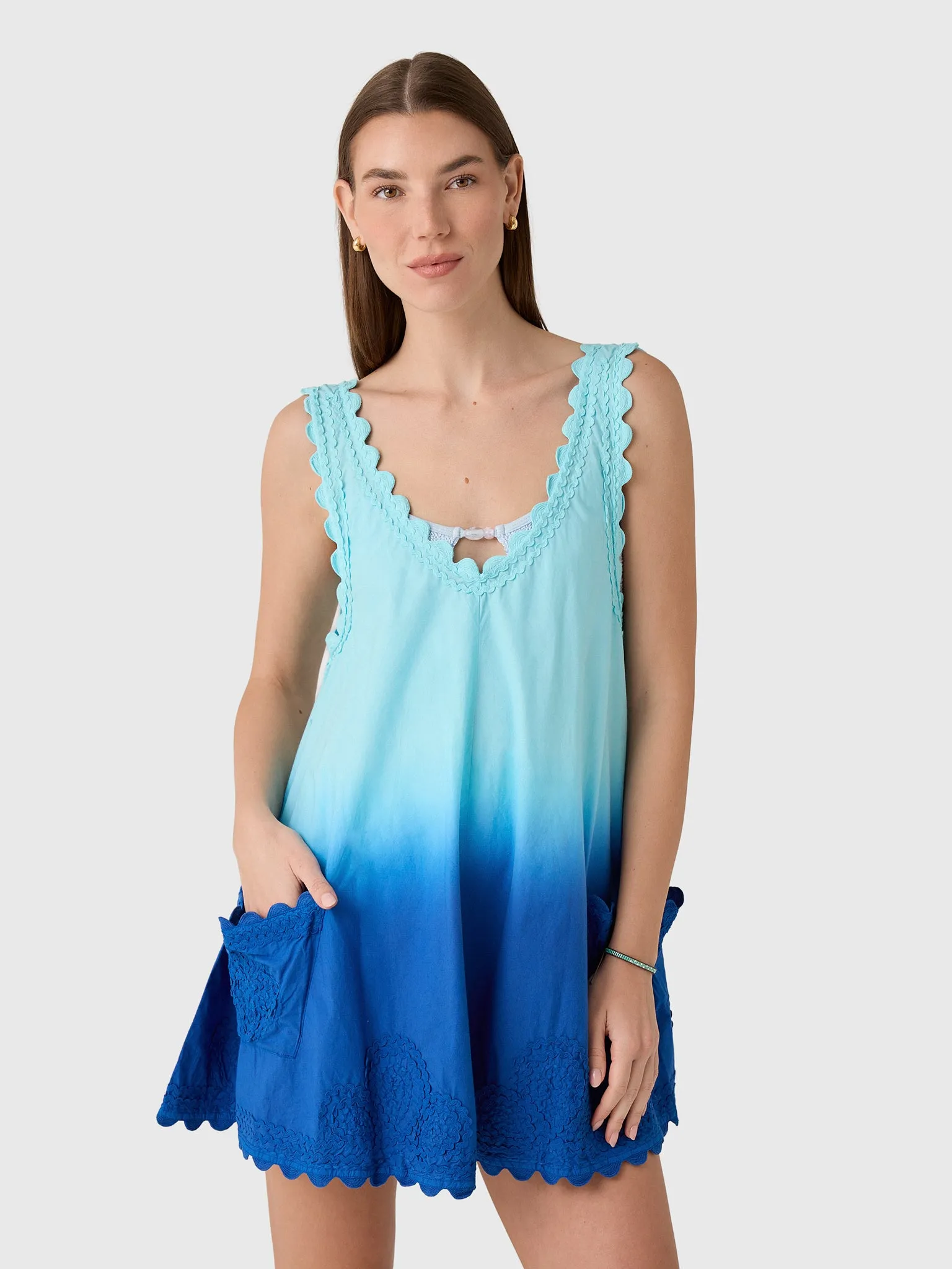 Juliet Dunn Women's Ombré Low Back Embroidered Dress sold by Saint Bernard