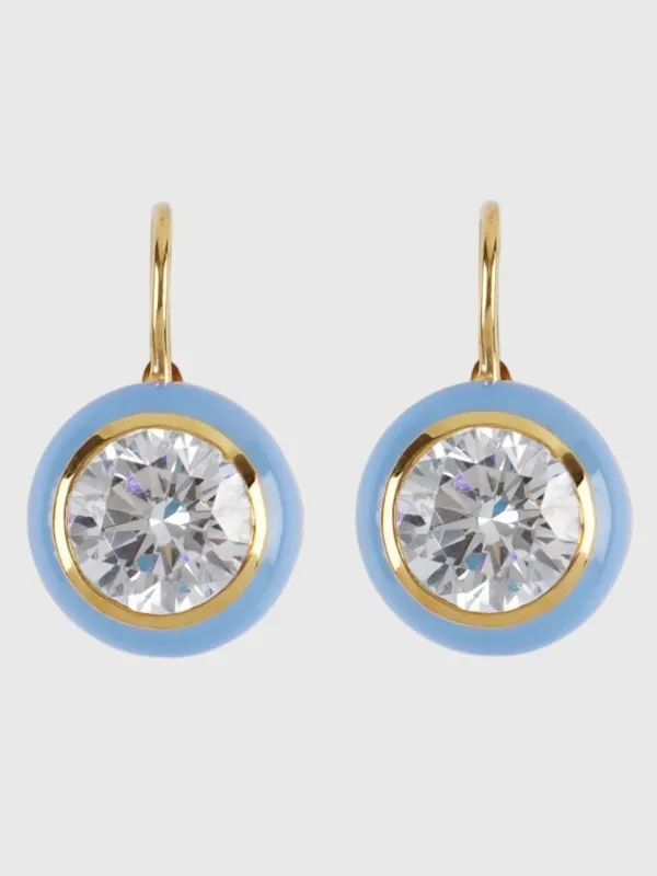 Hart Blue Enamel Bezel Drop Earrings made by HART