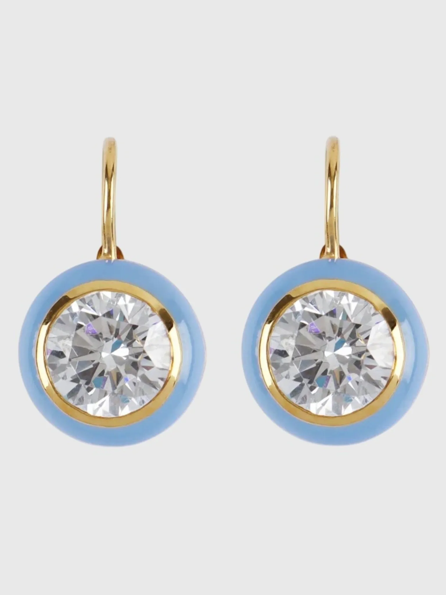 Hart Blue Enamel Bezel Drop Earrings sold by Saint Bernard