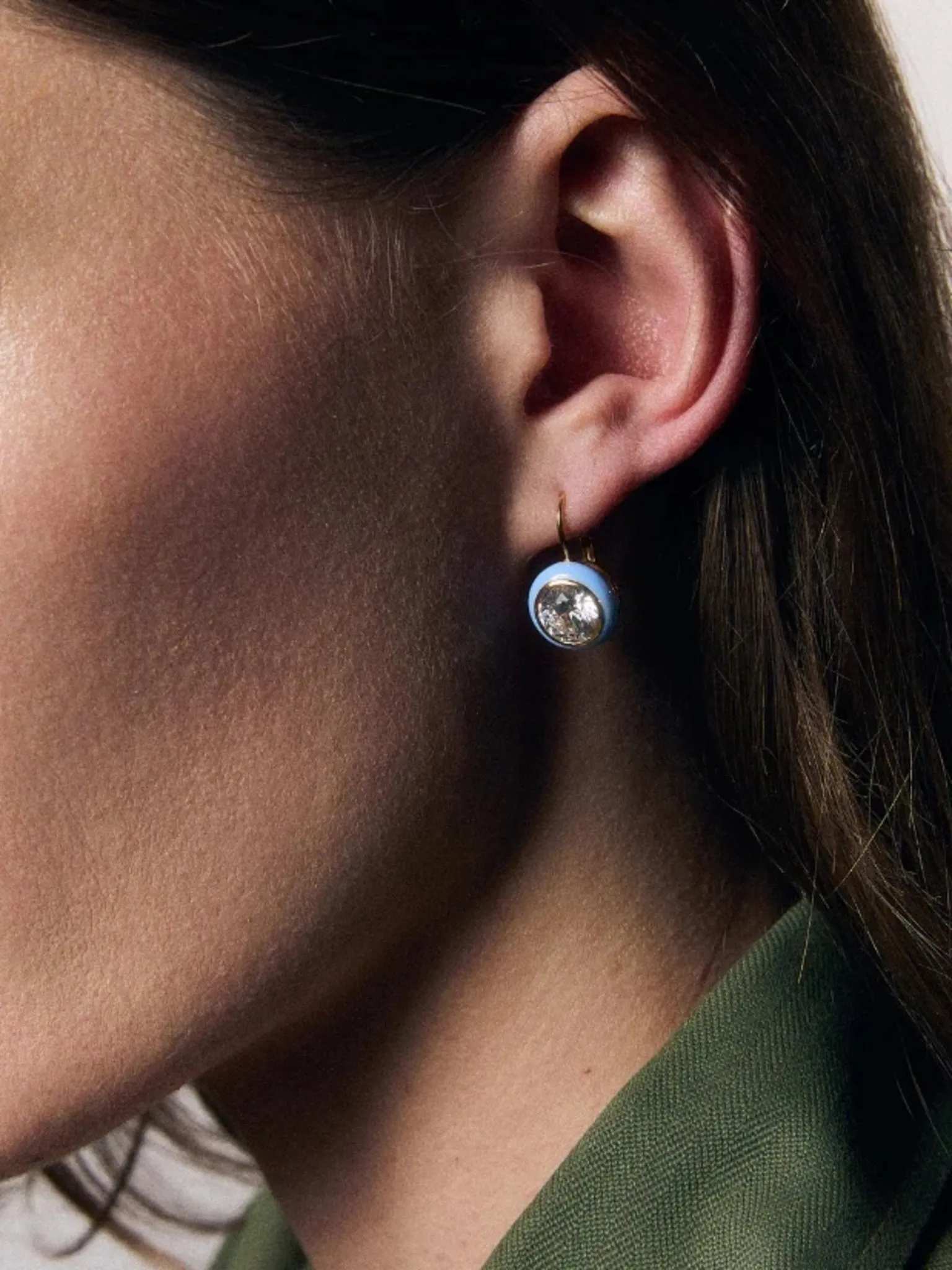 Hart Blue Enamel Bezel Drop Earrings sold by Saint Bernard product image thumbnail 2