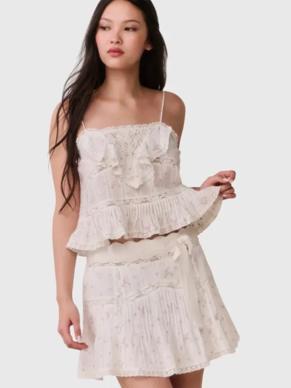 LoveShackFancy Women's Ondeline Floral Embroidered Cotton Top made by LoveShackFancy