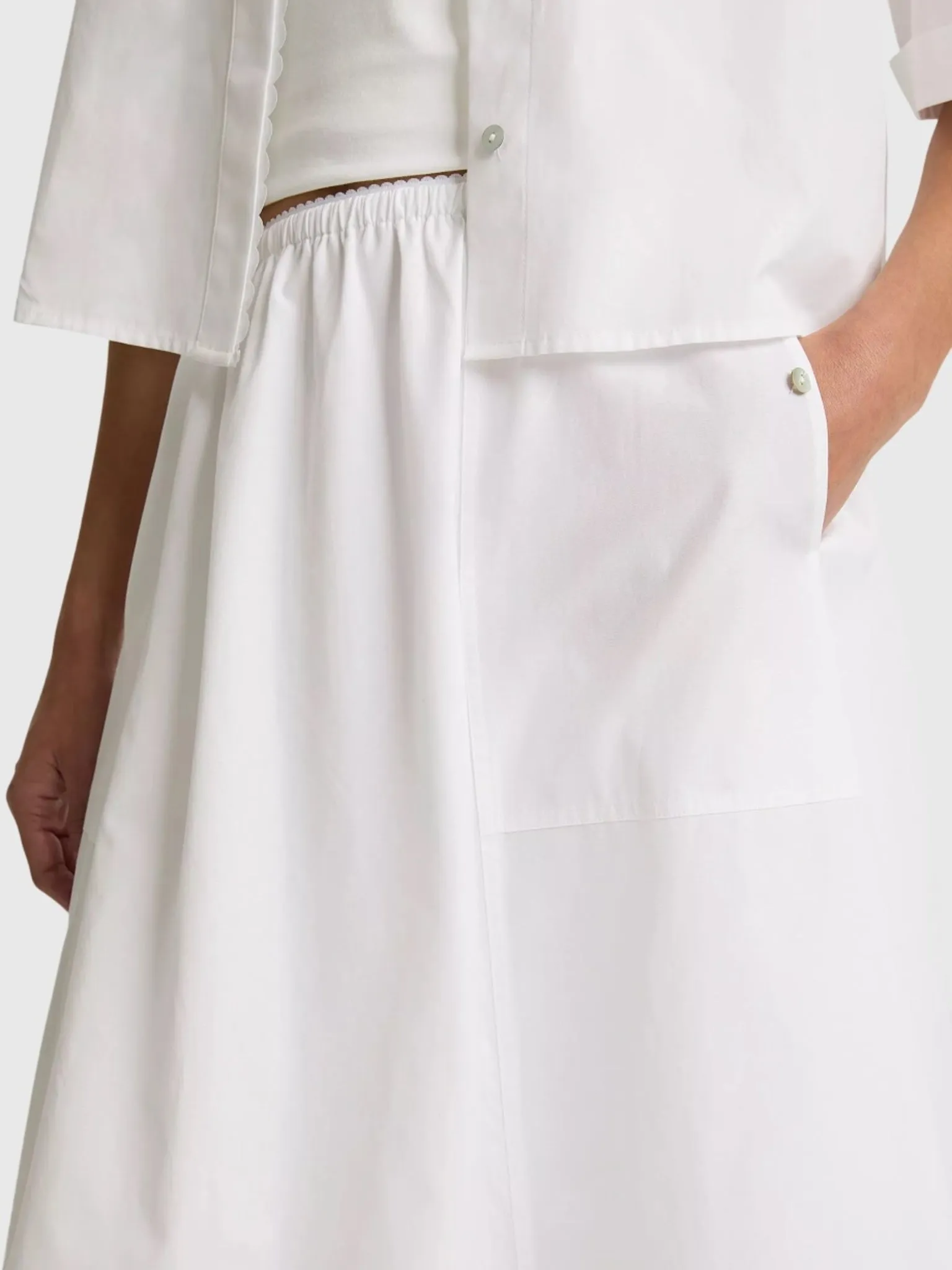 Vince Women's Scallop-Detail Cotton Midi Skirt sold by Saint Bernard product image thumbnail 2