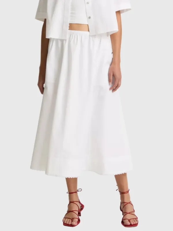 Vince Women's Scallop-Detail Cotton Midi Skirt made by Vince