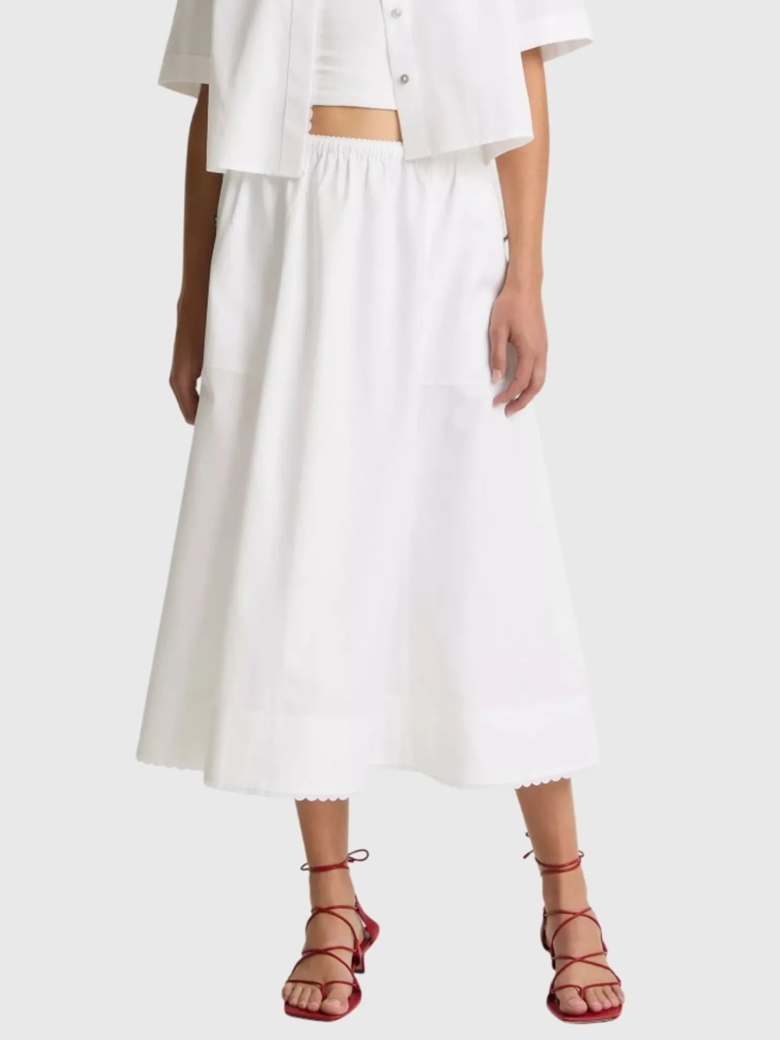 Vince Women's Scallop-Detail Cotton Midi Skirt sold by Saint Bernard