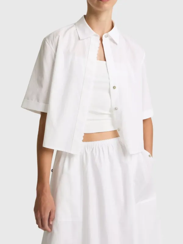 Vince Women's Scallop-Detail Cotton Button-Front Shirt made by Vince