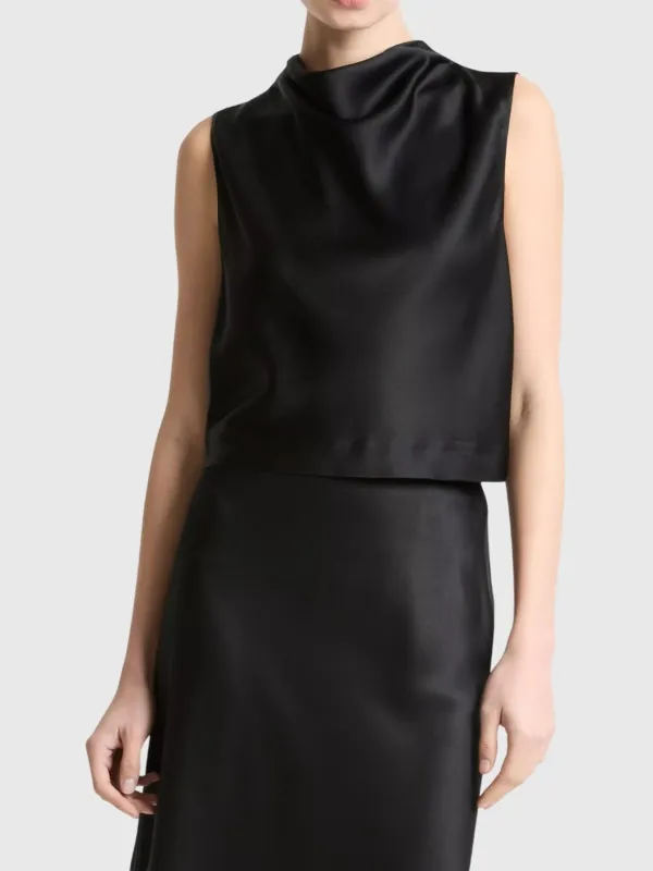 Vince Women's Satin Cropped Cowl-Neck Top made by Vince