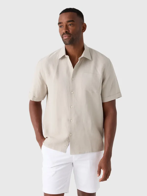 Nicoló Men's Silk Linen Short Sleeve Camp Shirt made by Saint Bernard