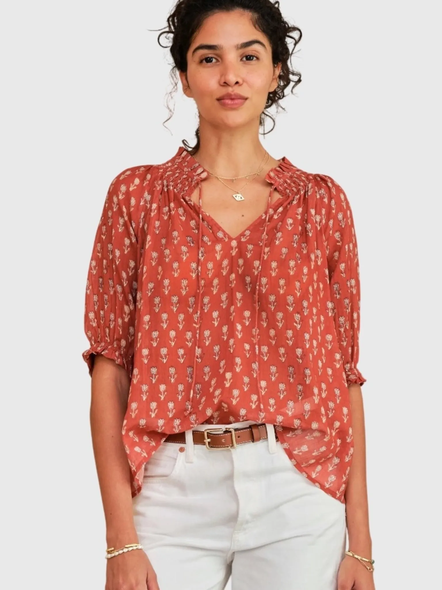 M.A.B.E Women's Ari Print Short Sleeve Top sold by Saint Bernard