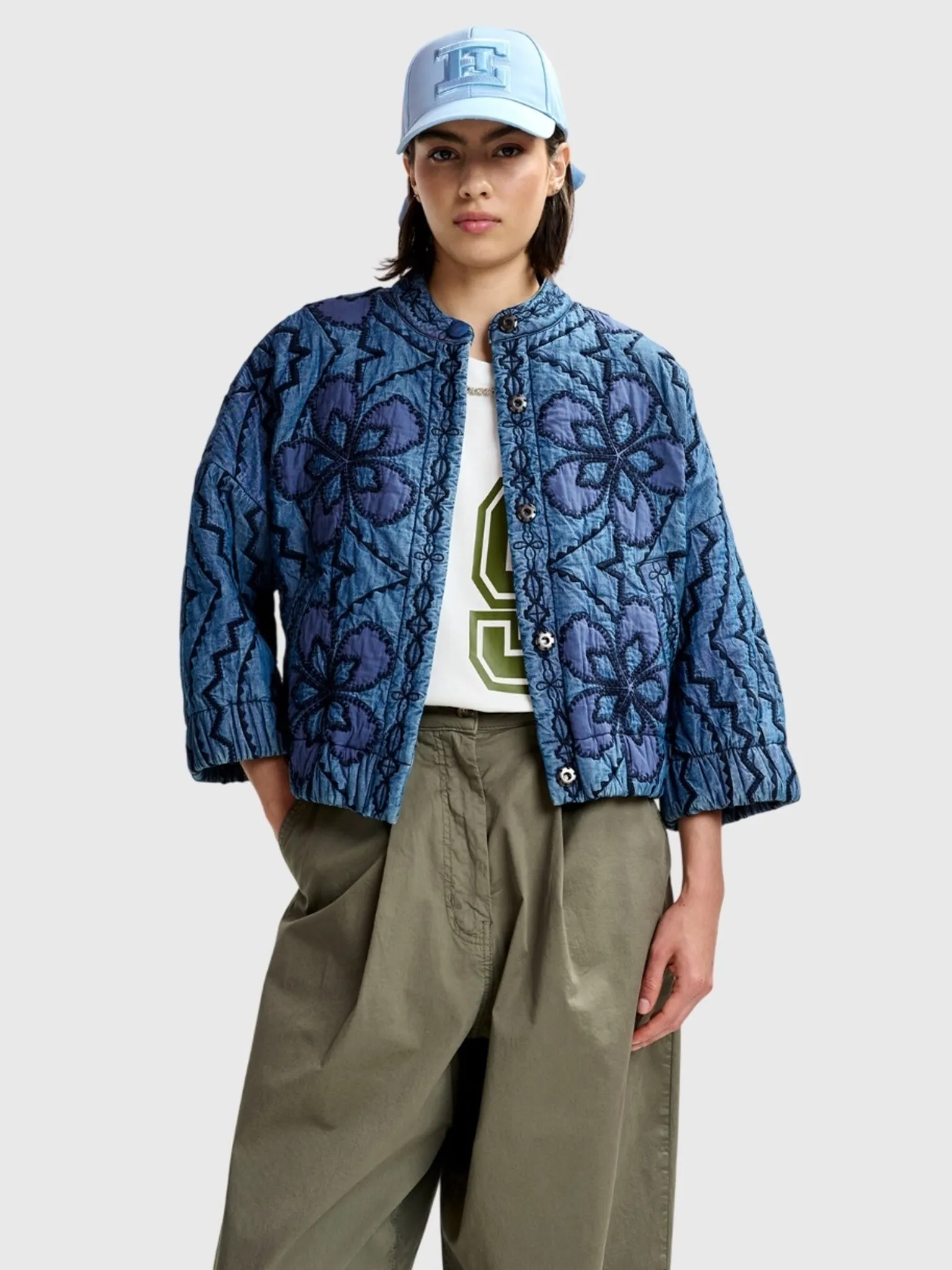 Essentiel Antwerp Women's Jatropha Embroidered Denim Jacket sold by Saint Bernard