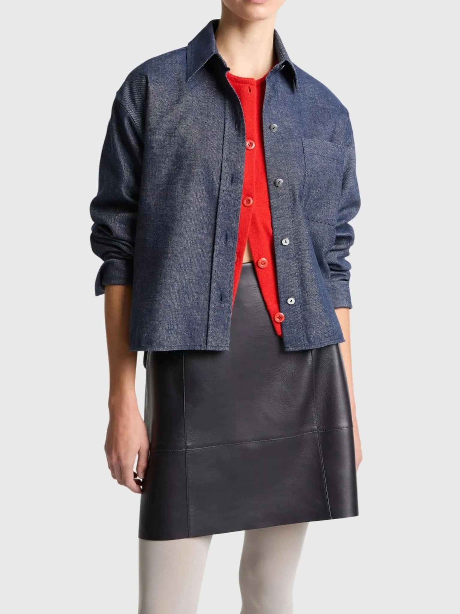 Vince Women's Cotton-Linen Chambray Cropped Button-Front Shirt sold by Saint Bernard