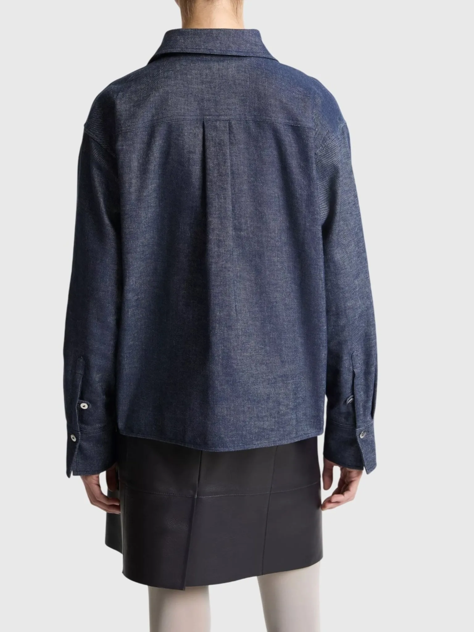 Vince Women's Cotton-Linen Chambray Cropped Button-Front Shirt sold by Saint Bernard product image thumbnail 2