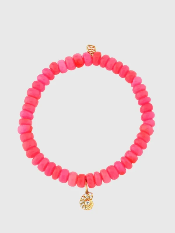 Sydney Evan Small Nautilus Charm Opal Rondelle Bracelet made by Sydney Evan