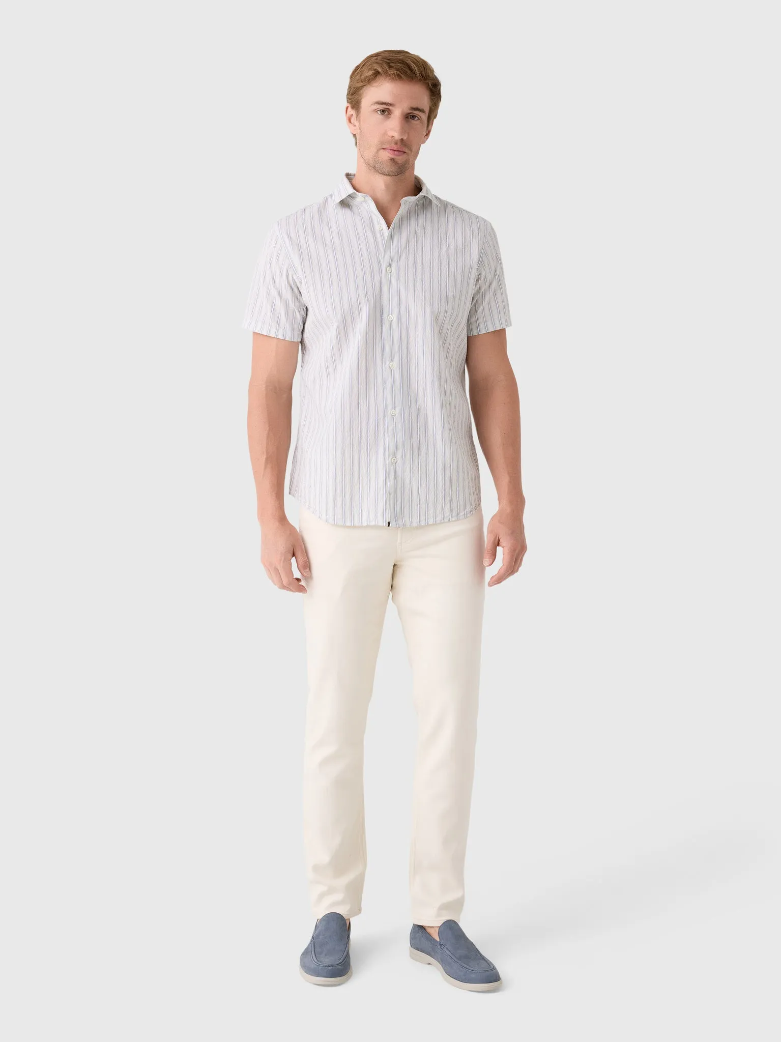 Billy Reid Men's Short Sleeve Seersucker Stripe Hutcheson Sport Shirt sold by Saint Bernard product image thumbnail 2