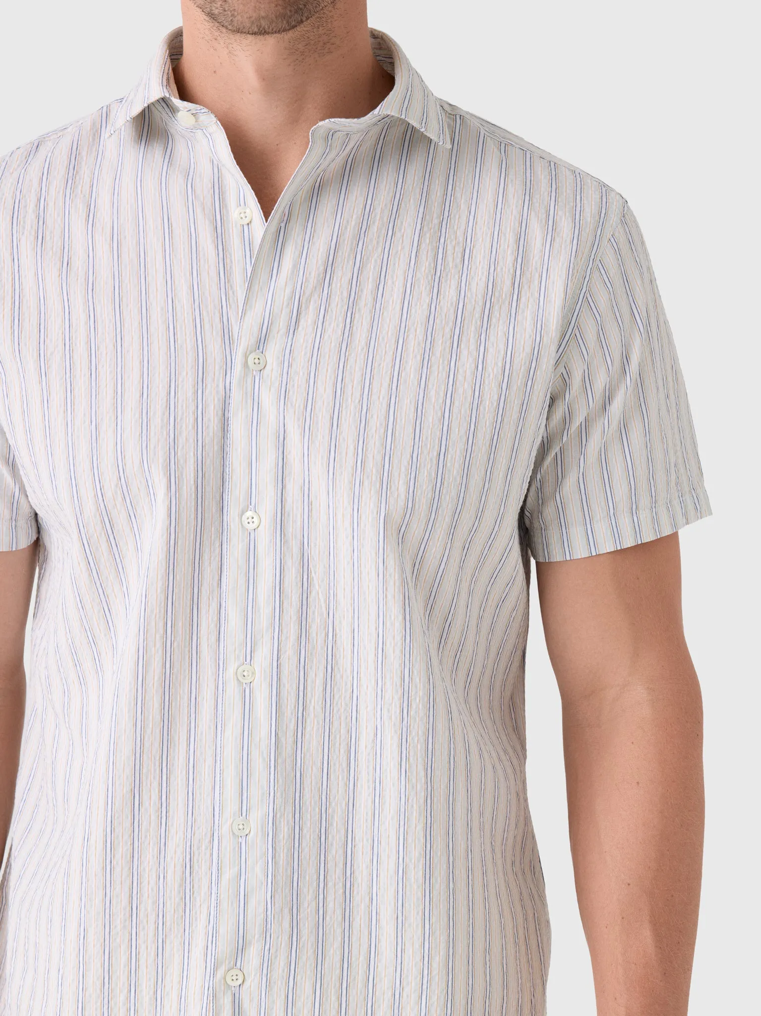 Billy Reid Men's Short Sleeve Seersucker Stripe Hutcheson Sport Shirt sold by Saint Bernard product image thumbnail 5