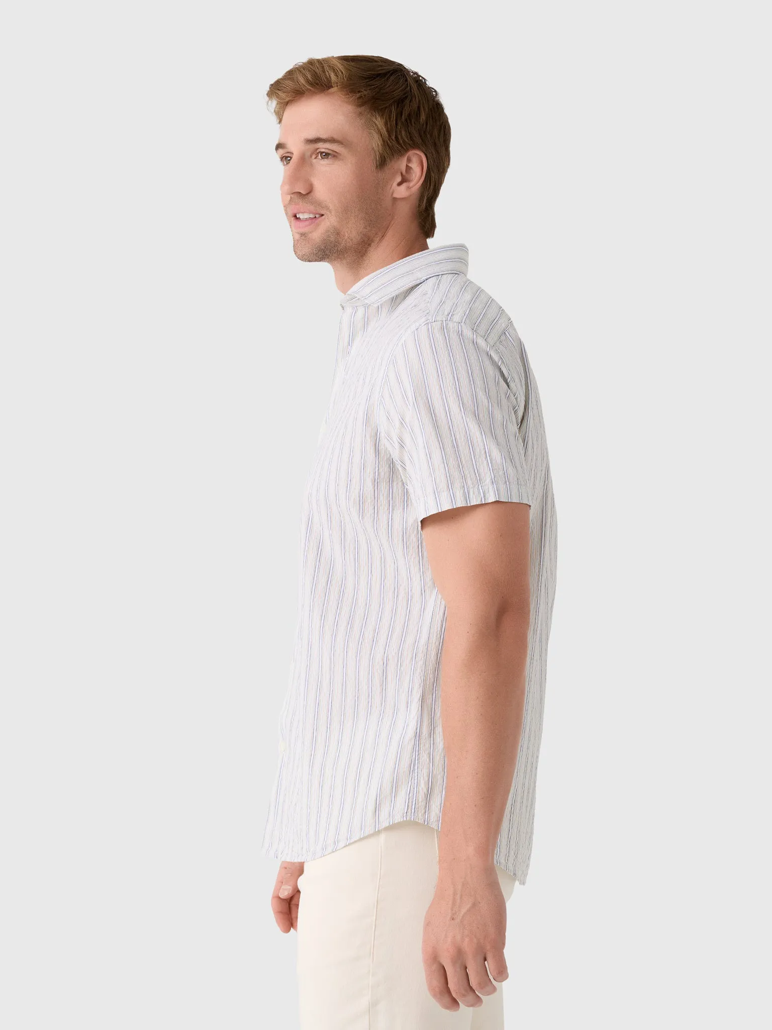 Billy Reid Men's Short Sleeve Seersucker Stripe Hutcheson Sport Shirt sold by Saint Bernard product image thumbnail 3