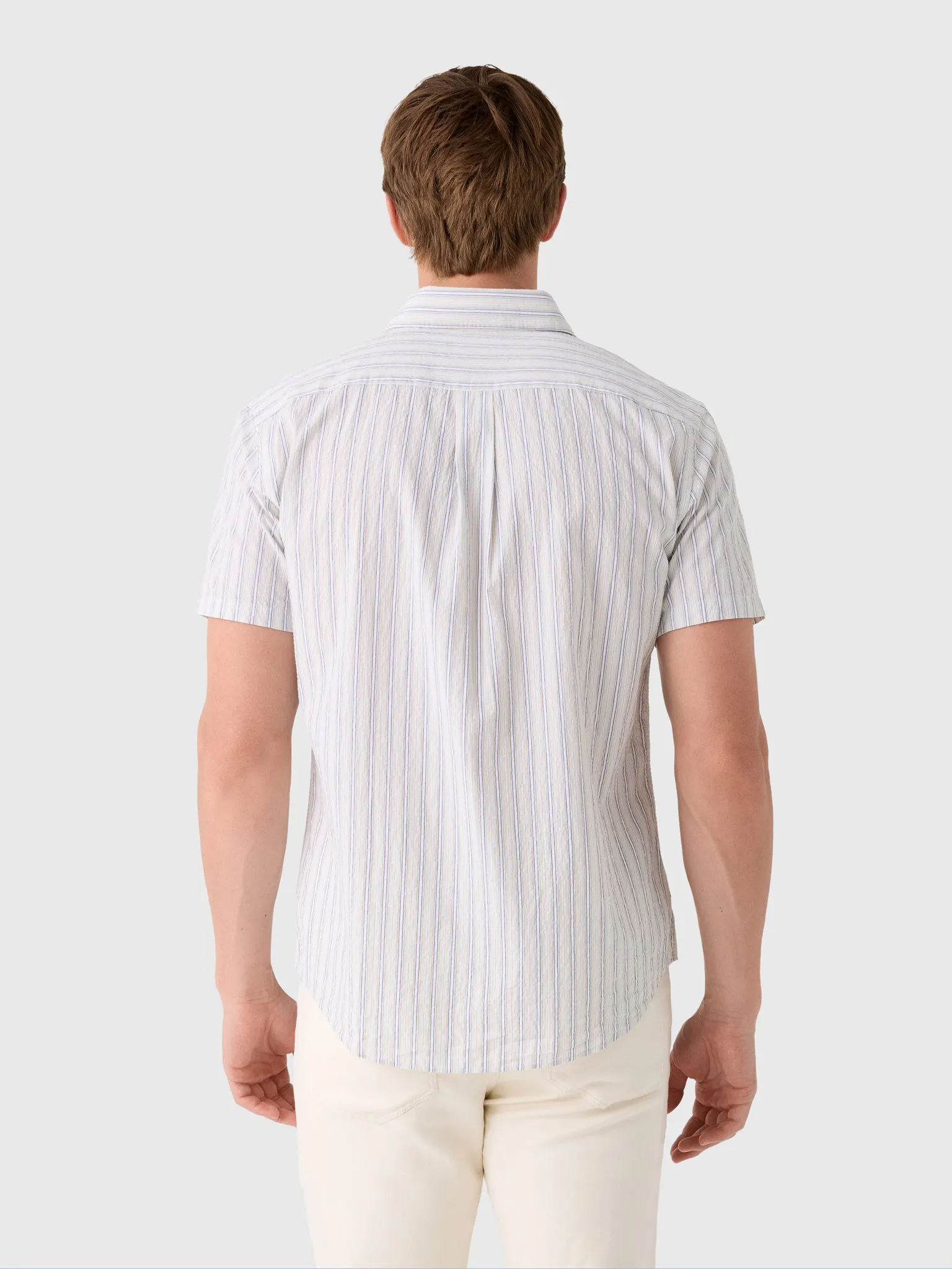 Billy Reid Men's Short Sleeve Seersucker Stripe Hutcheson Sport Shirt sold by Saint Bernard product image thumbnail 4