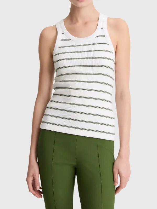 Vince Women's Striped Ribbed Scoop-Neck Tank made by Vince