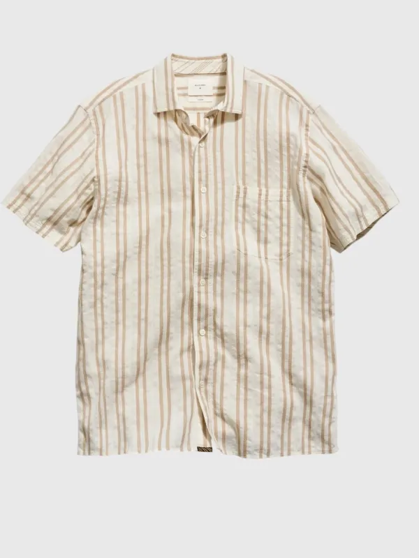 Billy Reid Men's Short Sleeve Textured Dobby Stripe Contrast Treme Shirt made by Billy Reid