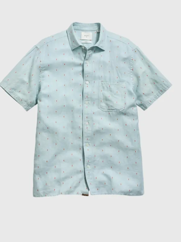 Billy Reid Men's Short Sleeve Herringbone Treme Shirt made by Billy Reid