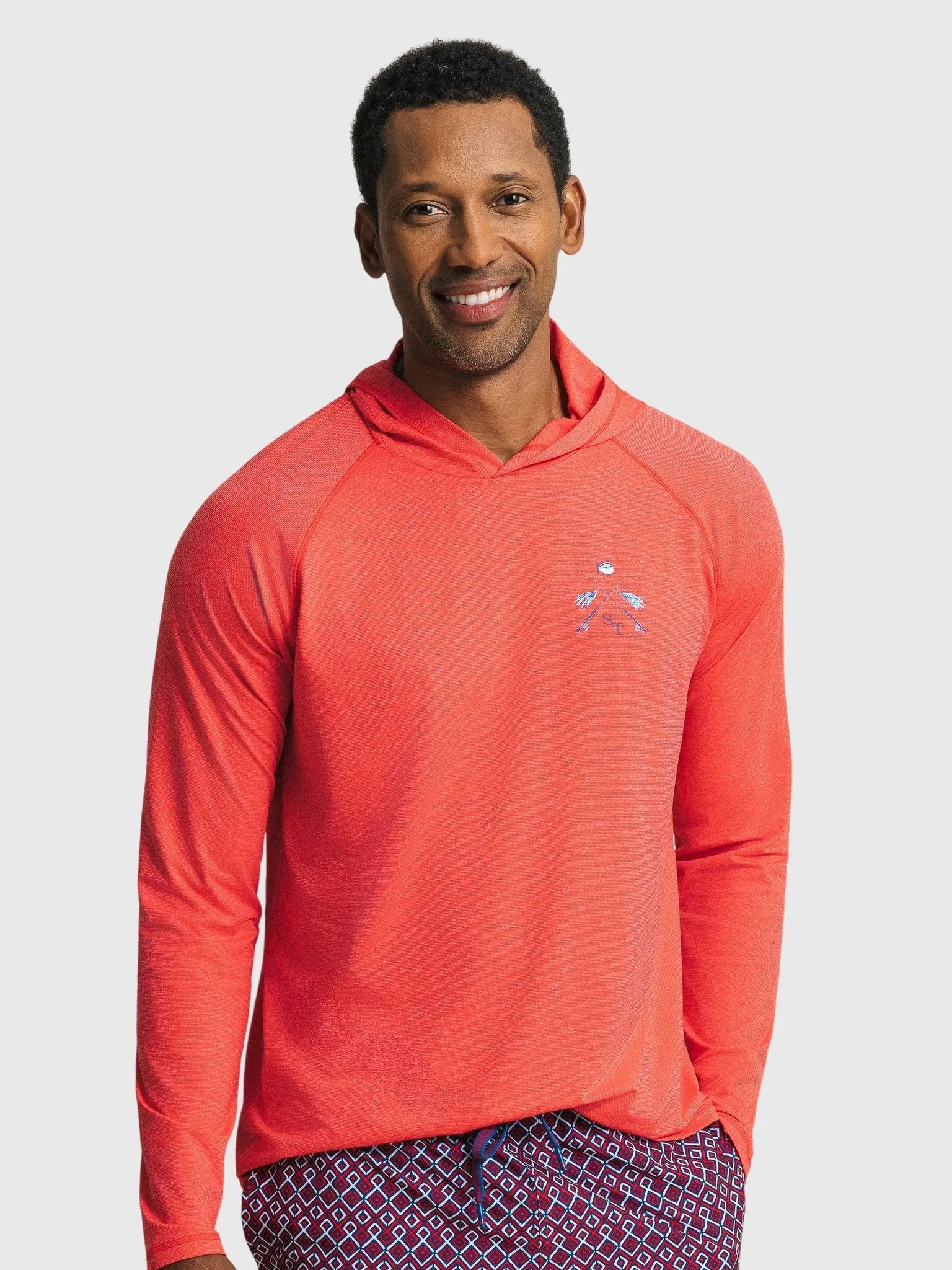 Southern Tide Men's Crossed Lines Coastal Breeze Performance Hoodie sold by Saint Bernard