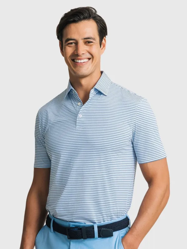 Southern Tide Men's Pelican Landing Stripe Coastal Breeze Performance Polo made by Southern Tide