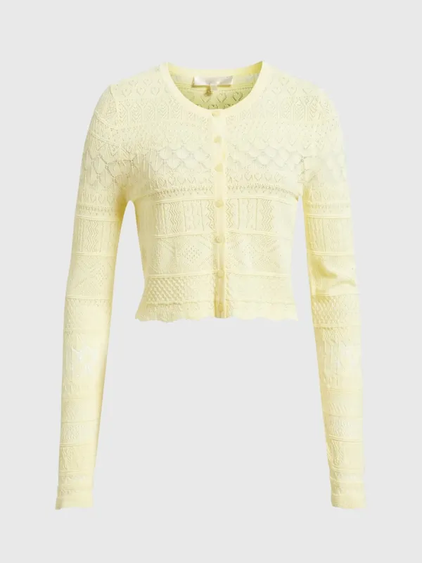 LoveShackFancy Women's Brigette Pointelle Cardigan made by LoveShackFancy