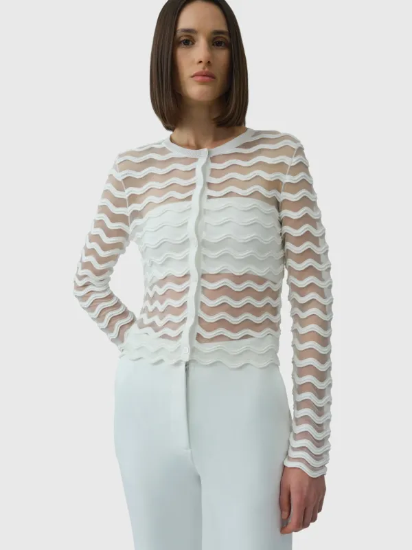 Simkhai Women's Maxime Wavy Knit Cardigan made by Simkhai