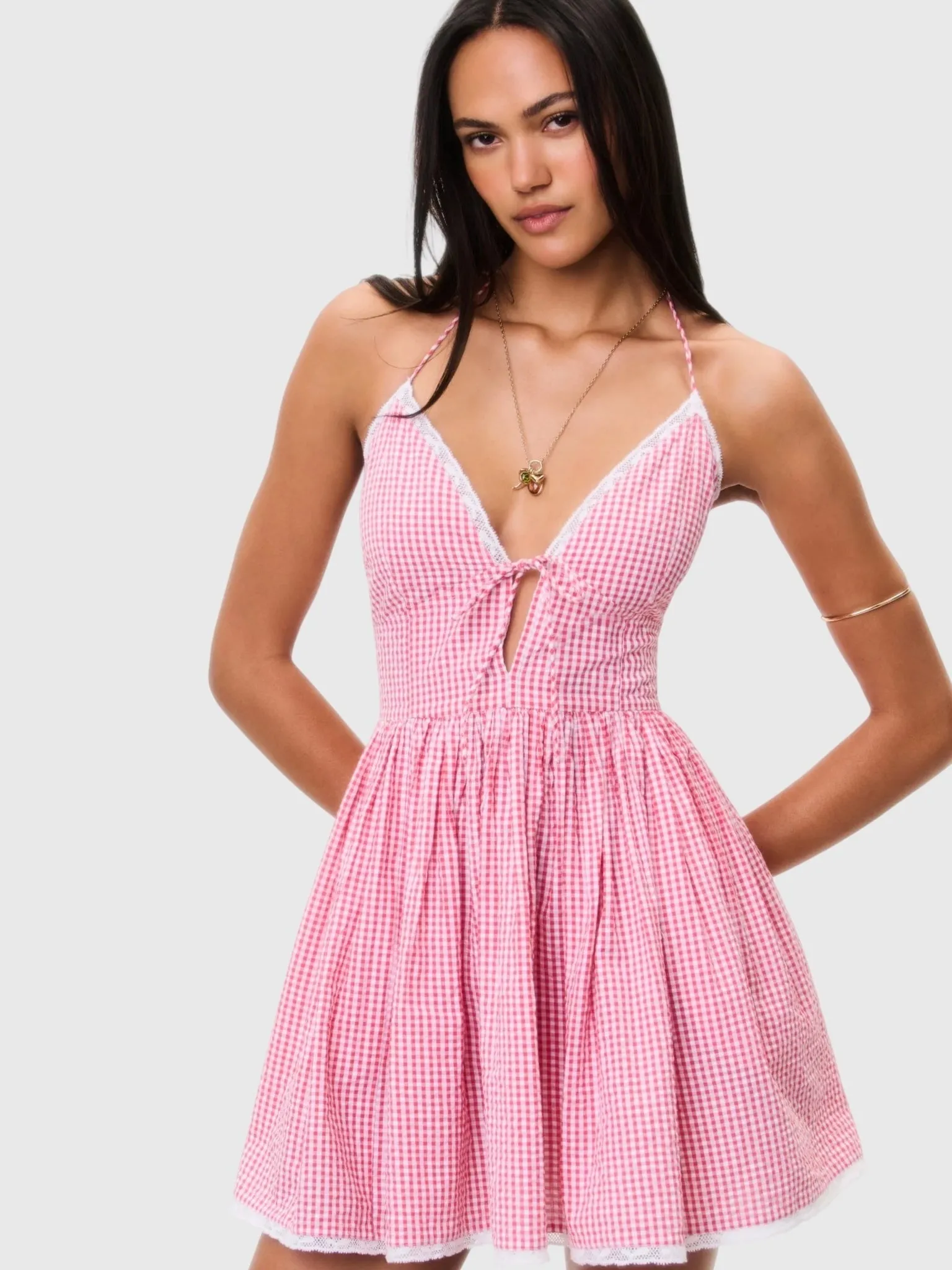 LoveShackFancy Women's Khloe Cotton Gingham Mini Dress sold by Saint Bernard