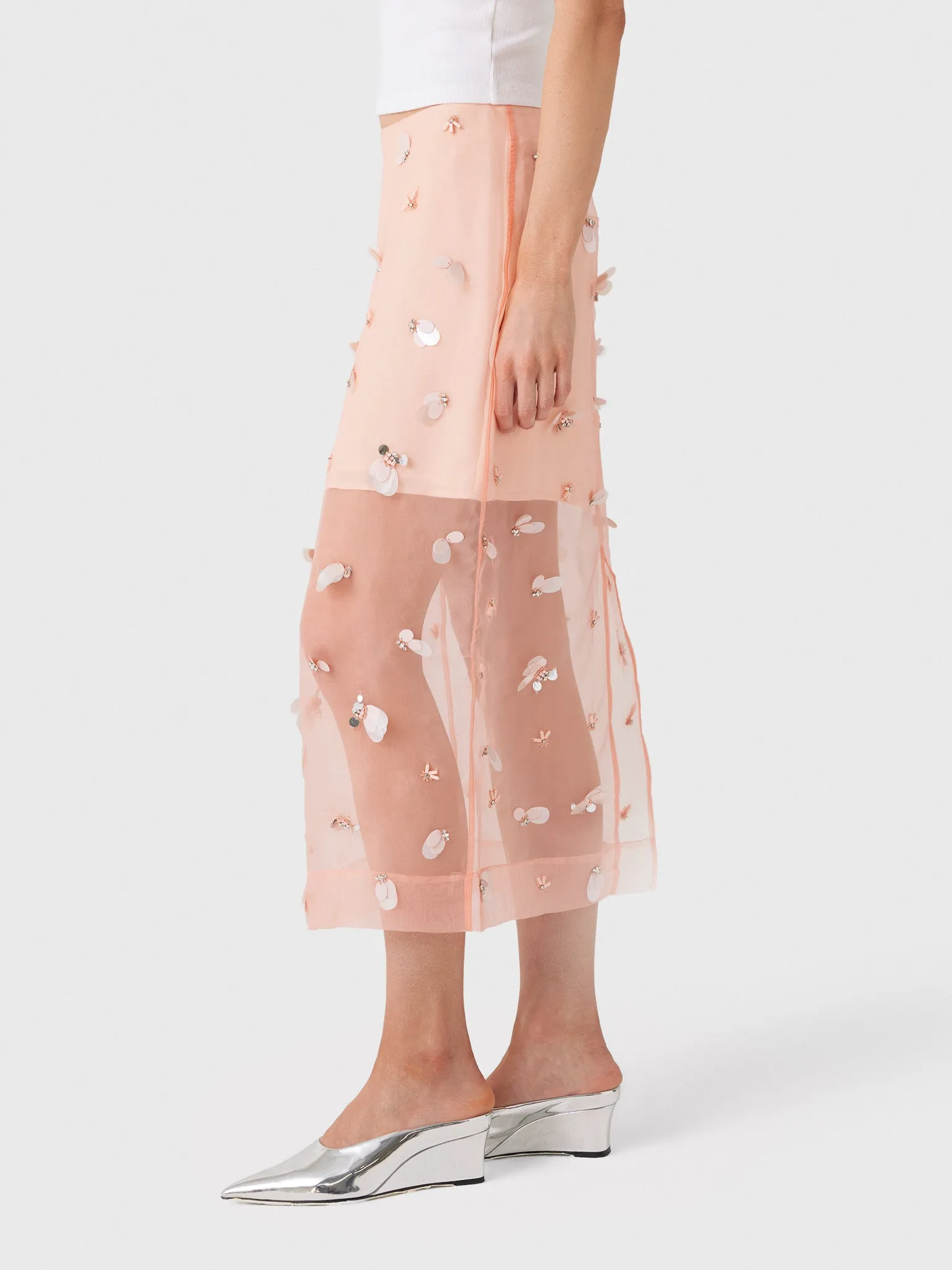 Simkhai Women's Delilah Embellished Organza Midi Skirt sold by Saint Bernard product image thumbnail 3
