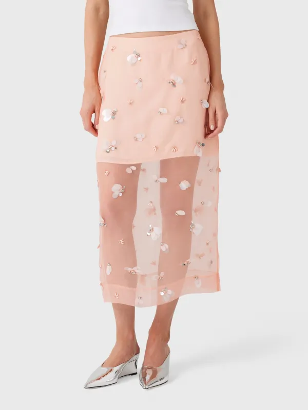 Simkhai Women's Delilah Embellished Organza Midi Skirt made by Simkhai