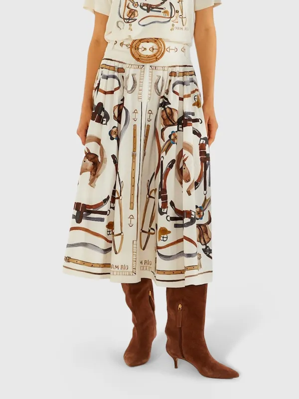 Farm Rio Women's Equestrian Scarf Maxi Skirt made by FARM Rio