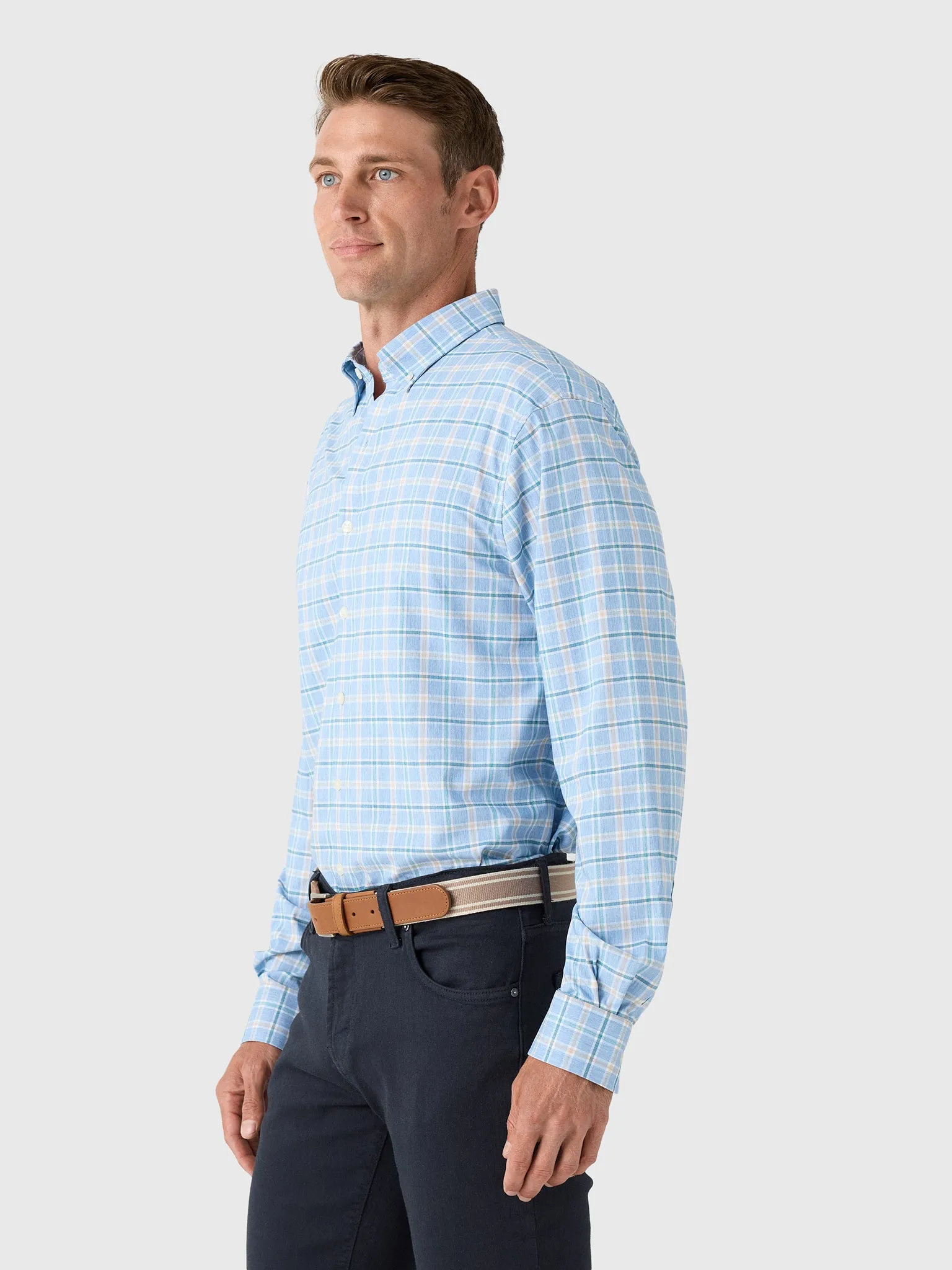 Johnnie-O Men's Basswood Plaid Performance Button-Down Shirt sold by Saint Bernard product image thumbnail 3