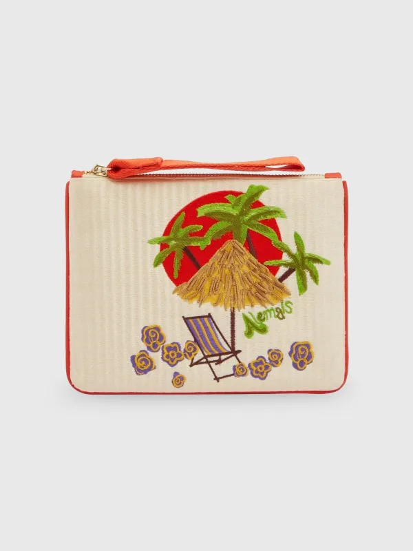 Alemais Island Cove Embroidered Clutch made by Alemais
