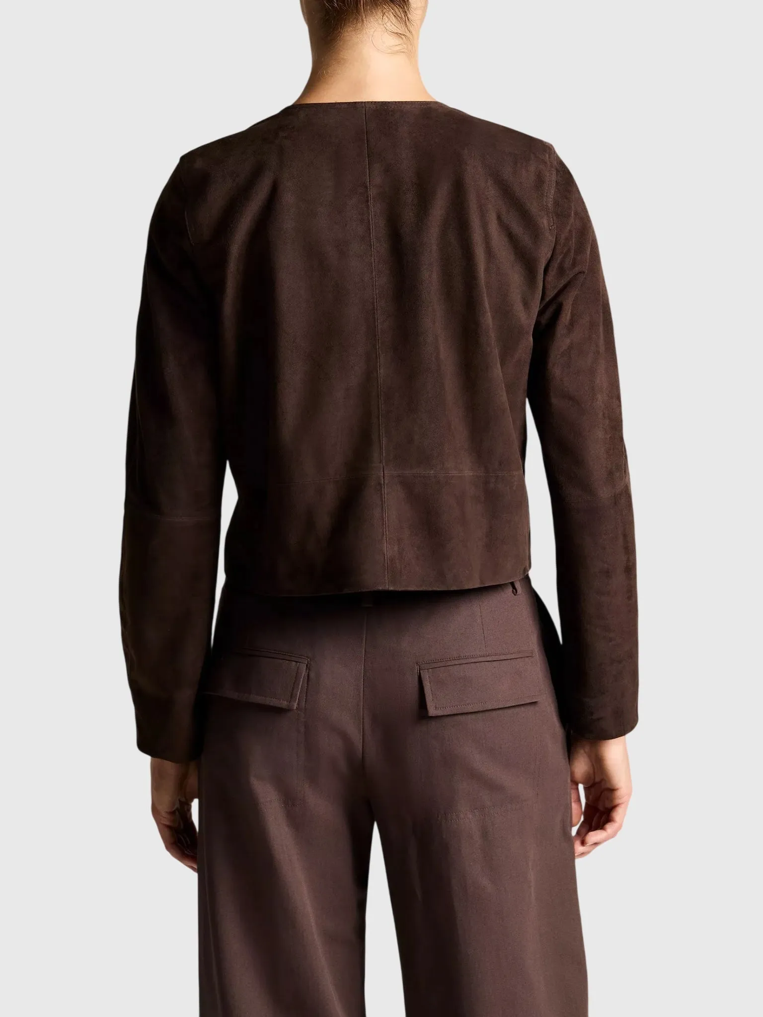 Vince Women's Collarless Cropped Suede Jacket sold by Saint Bernard product image thumbnail 2