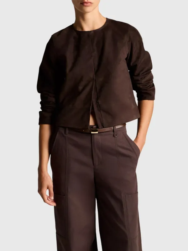 Vince Women's Collarless Cropped Suede Jacket made by Vince