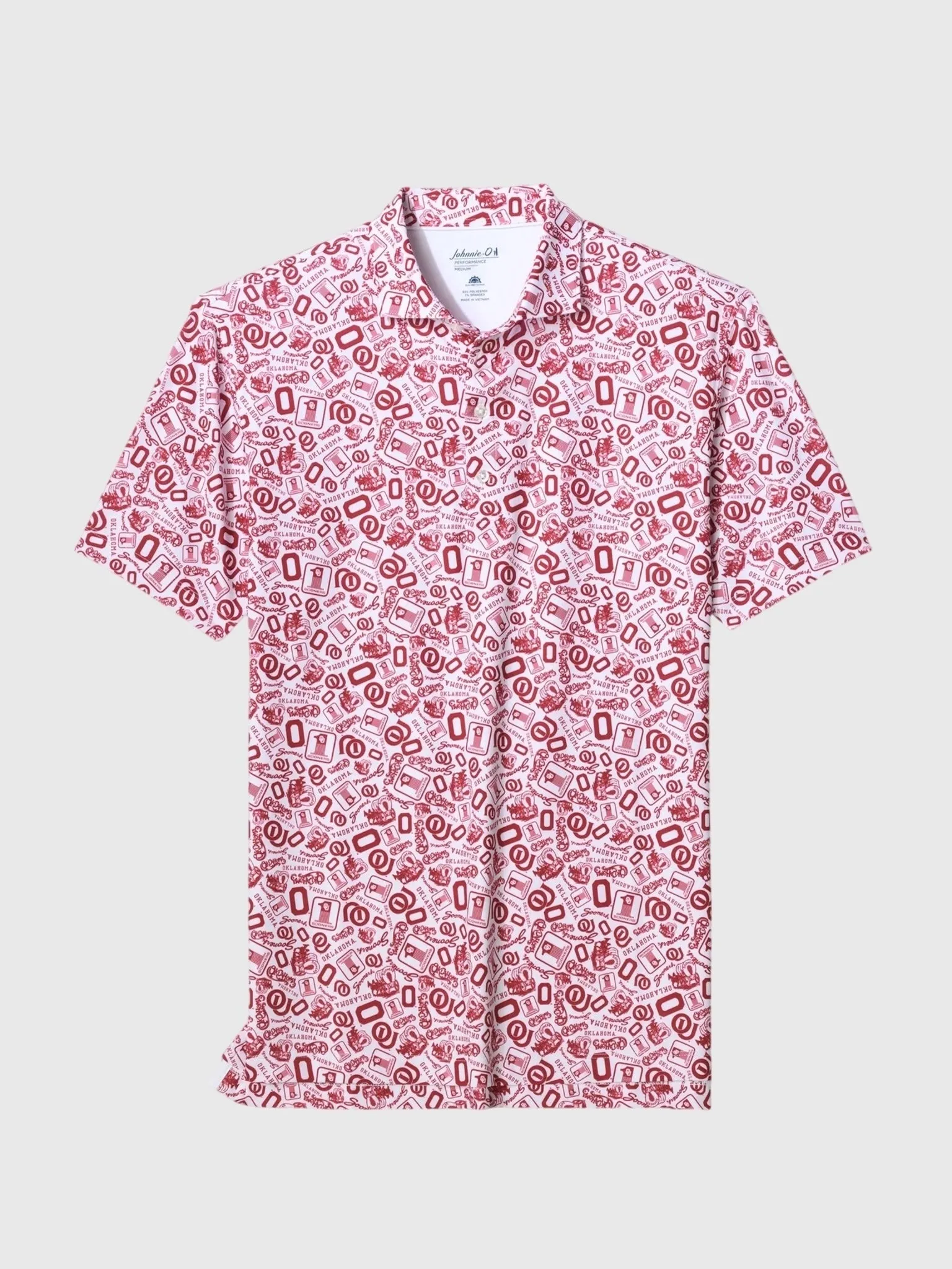Johnnie-O Men's University of Oklahoma Galvin Performance Jersey Printed Polo sold by Saint Bernard