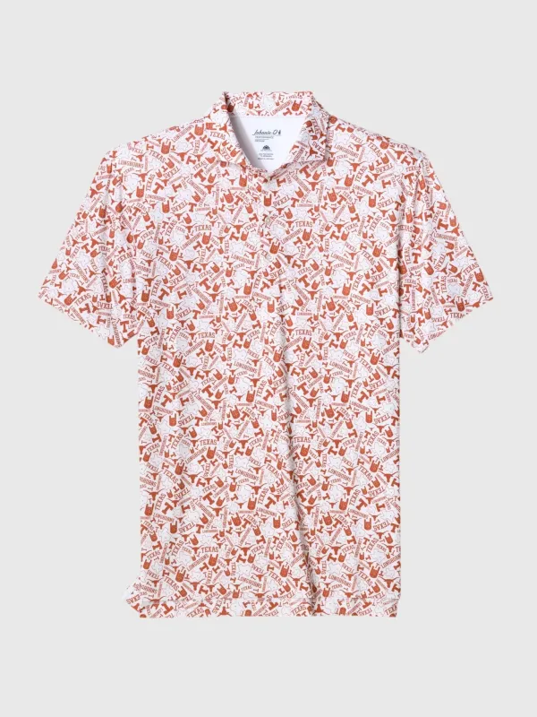 Johnnie-O Men's University of Texas Galvin Performance Jersey Printed Polo made by Johnnie-O
