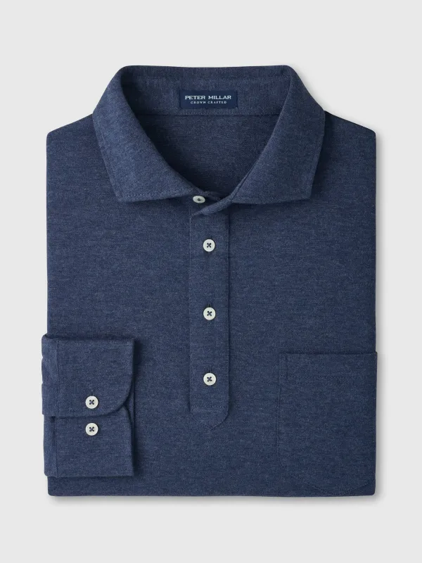 Peter Millar Crown Crafted Men's Amble Long-Sleeve Cotton Cashmere Polo made by Peter Millar