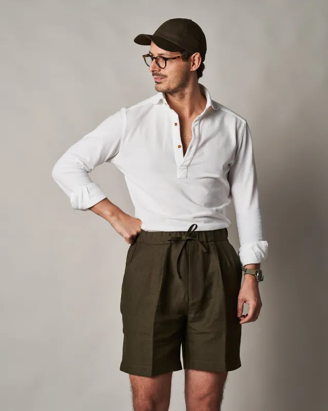 S005 Linen Drawstring Shorts - Khaki made by Informale