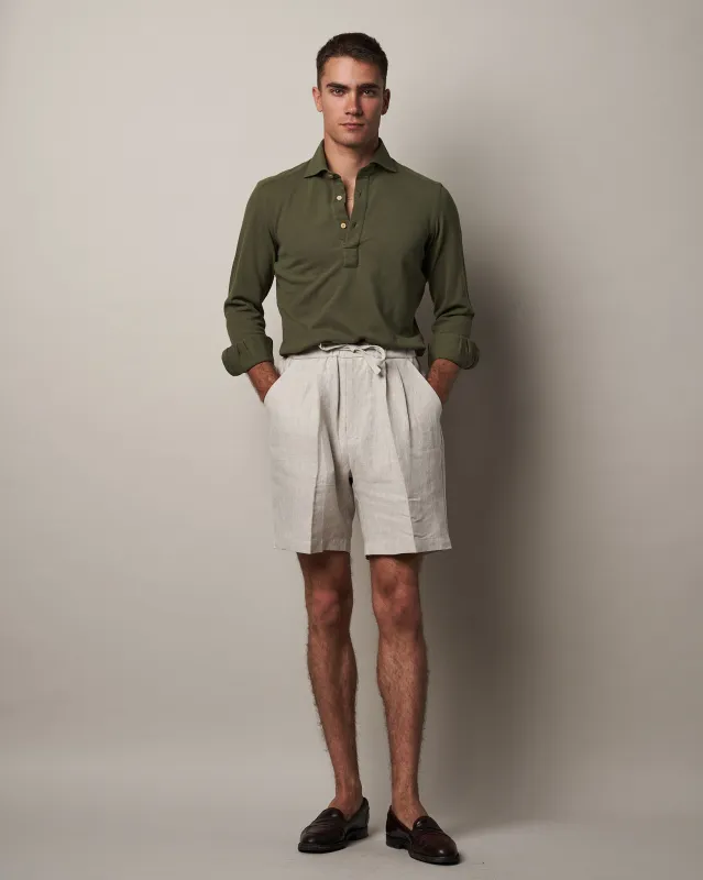 S005 Linen Drawstring Shorts - Stone made by Informale
