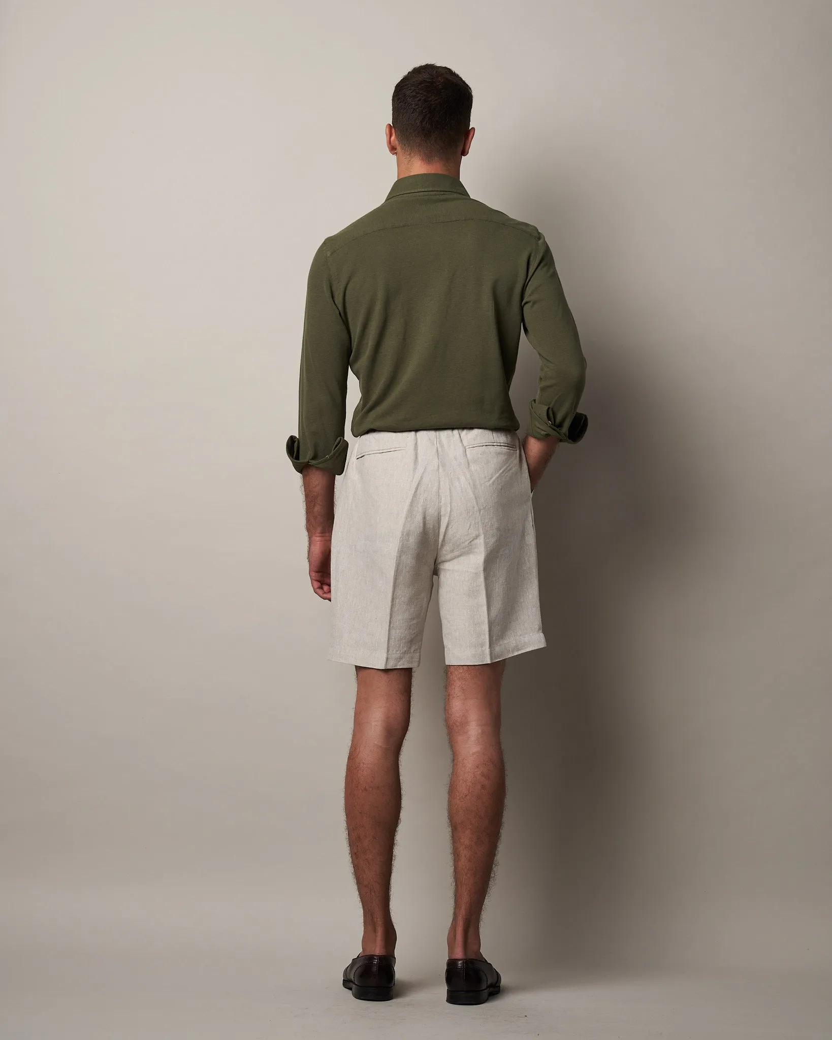 S005 Linen Drawstring Shorts - Stone sold by Informale product image thumbnail 3
