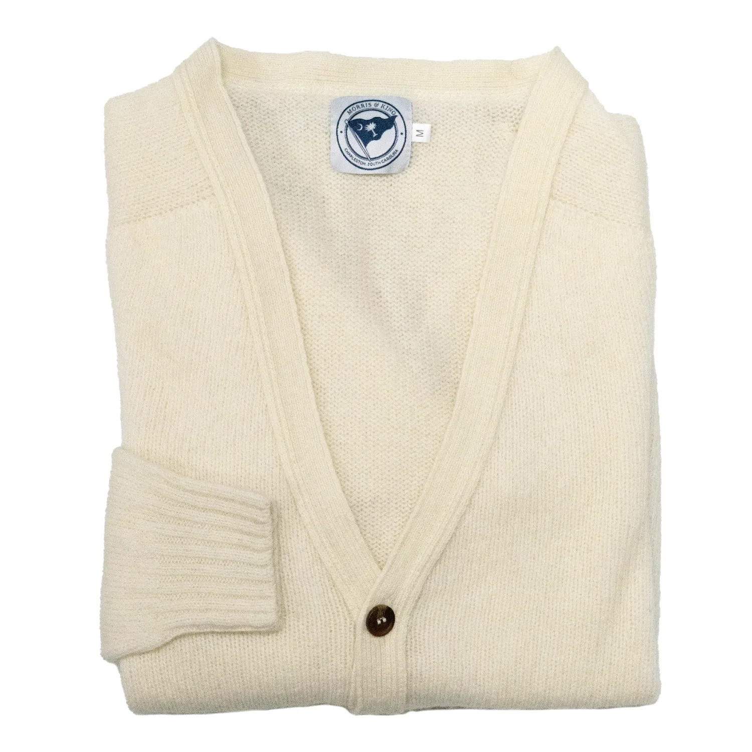 Snow White Scottish Shetland Wool Cardigan sold by Morris and King