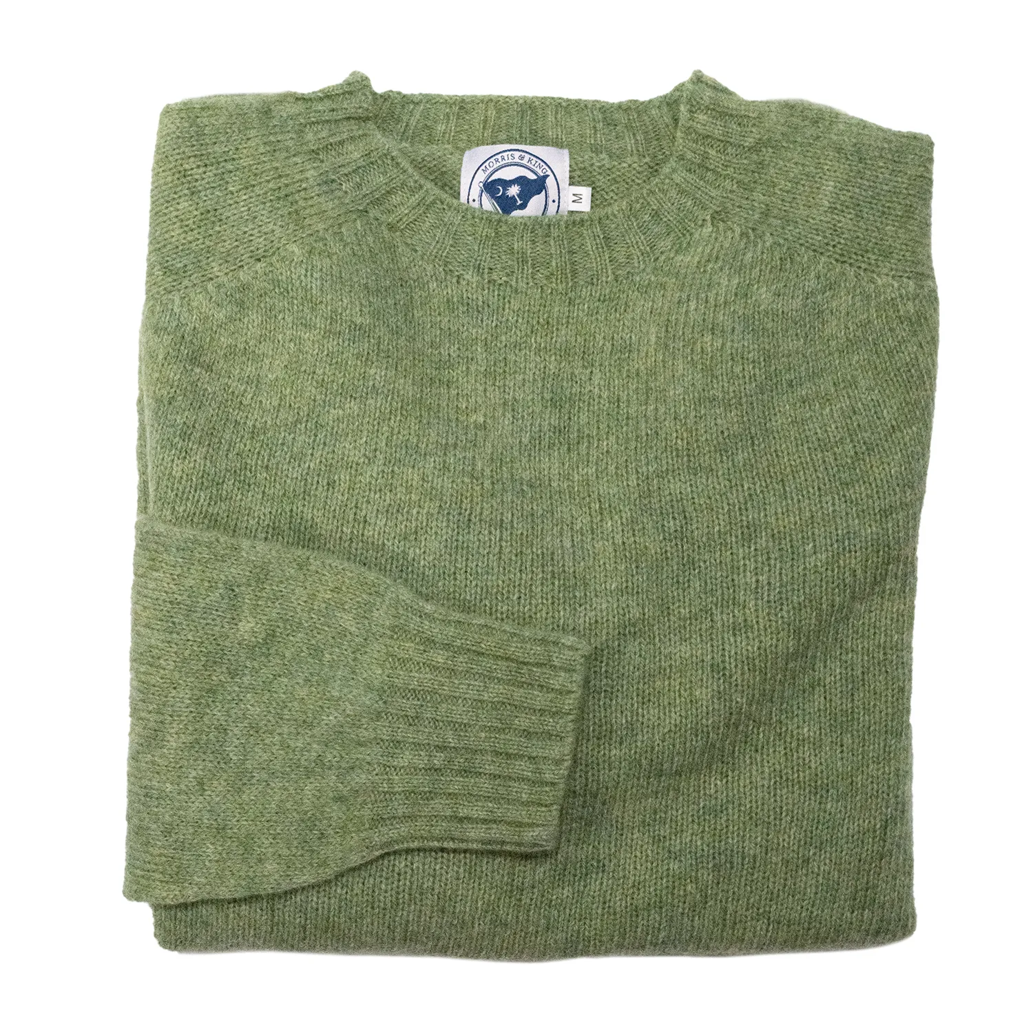 Sage Scottish Shetland Wool Sweater sold by Morris and King