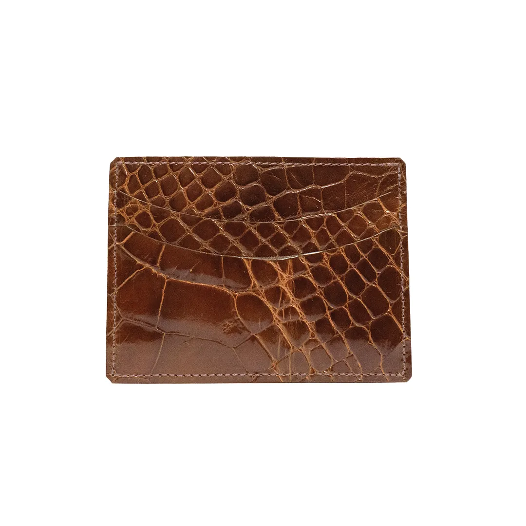 Cognac Glazed Alligator Card Case - Made To Order sold by Morris and King