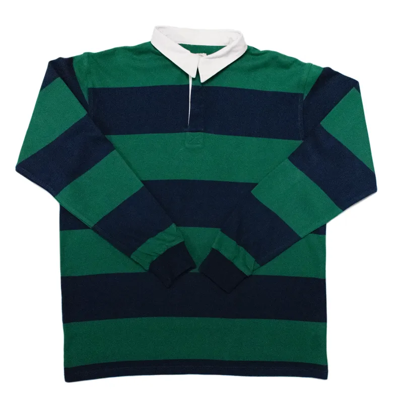 Teal / Navy Collegiate Stripe Rugby Shirt - Regular Fit sold by Morris and King