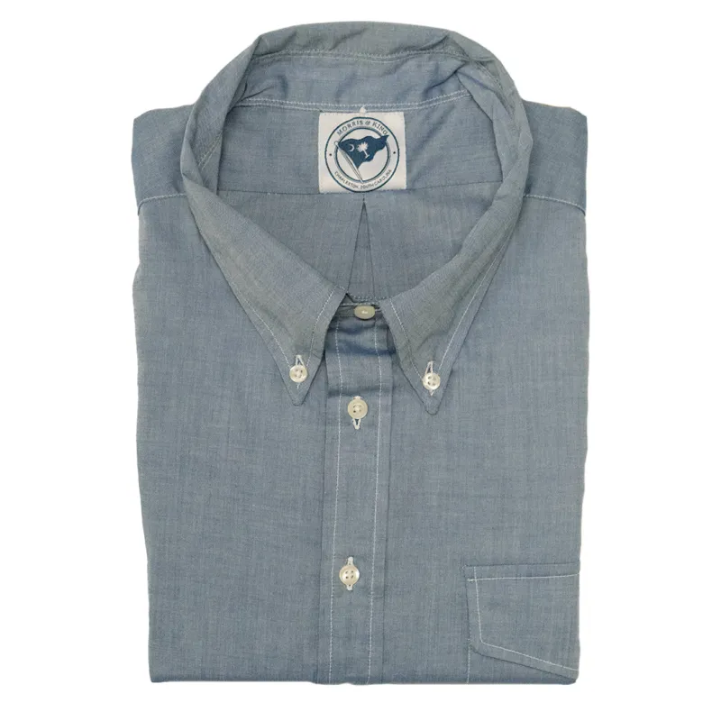 Blue Chambray MTO Popover Shirt made by Morris and King
